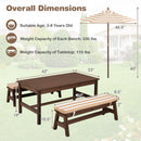 Outdoor Wooden Kids Picnic Table with Removable Umbrella and Cushions