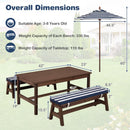 Outdoor Wooden Kids Picnic Table with Removable Umbrella and Cushions