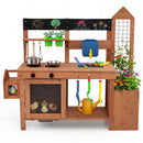 Outdoor Wooden Mud Kitchen with Planter Box and Sink
