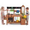 Outdoor Wooden Mud Kitchen with Planter Box and Sink