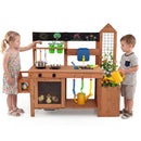 Outdoor Wooden Mud Kitchen with Planter Box and Sink