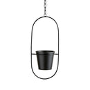 Oval Planter in Matte Black | Minimalist Metal Hanging Planter | 7" x 15"