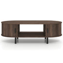 Oval Coffee Table 47.5inch Wooden Center Table with Storage
