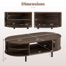 Oval Coffee Table 47.5inch Wooden Center Table with Storage