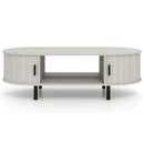 Oval Coffee Table 47.5inch Wooden Center Table with Storage
