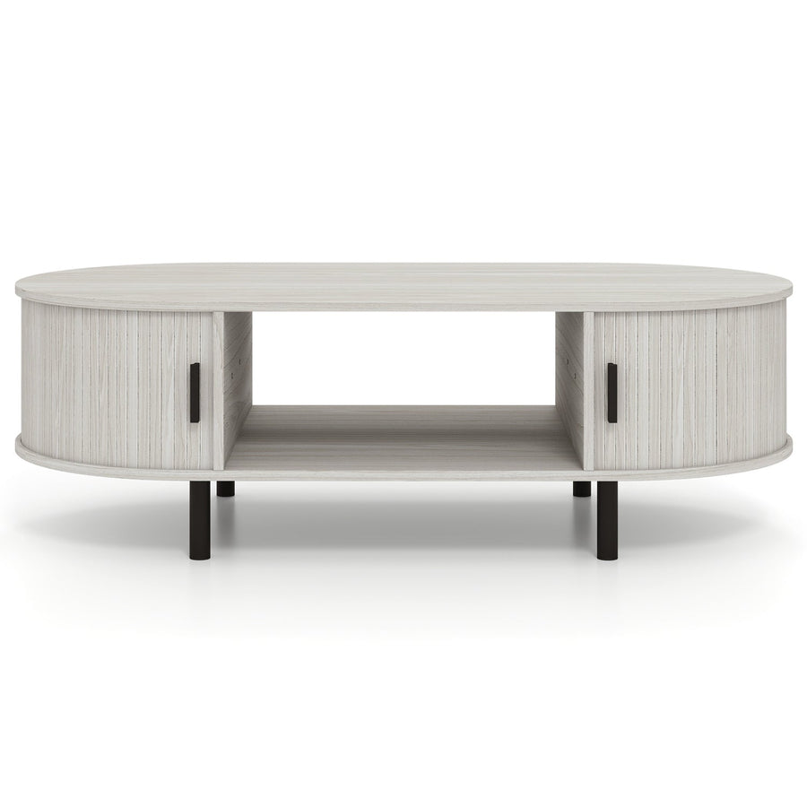 Oval Coffee Table 47.5inch Wooden Center Table with Storage