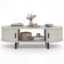 Oval Coffee Table 47.5inch Wooden Center Table with Storage