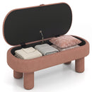 Oval Storage Ottoman Bench with Upholstered Velvet Seat