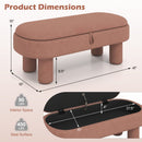 Oval Storage Ottoman Bench with Upholstered Velvet Seat