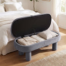 Oval Storage Ottoman Bench with Upholstered Velvet Seat
