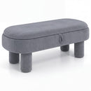 Oval Storage Ottoman Bench with Upholstered Velvet Seat