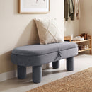 Oval Storage Ottoman Bench with Upholstered Velvet Seat