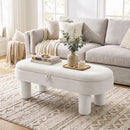 Oval Storage Ottoman Bench with Upholstered Velvet Seat