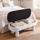 Oval Storage Ottoman Bench with Upholstered Velvet Seat