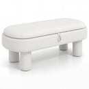 Oval Storage Ottoman Bench with Upholstered Velvet Seat