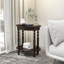 Oval Side Table with Storage Shelf and Wood Legs