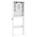 Over Toilet Storage Cabinet with Sliding Barn Door and Open Shelves for Bathroom