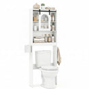 Over Toilet Storage Cabinet with Sliding Barn Door and Open Shelves for Bathroom