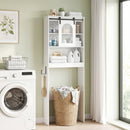 Over Toilet Storage Cabinet with Sliding Barn Door and Open Shelves for Bathroom