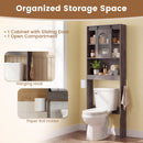 Over Toilet Storage Cabinet with Sliding Barn Door and Open Shelves for Bathroom