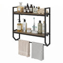 Over the Toilet Wall Mounted Shelf with Towel Bar - Gray