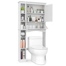 Over the Toilet Storage Cabinet with Adjustable Shelf and Bottom Bar-White