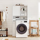 Over-the-Toilet Storage Cabinet Standing Toilet Rack with Sliding Door-White