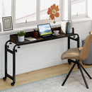 Overbed Desk with Wheels Queen Size Mobile Bed Desk with Adjustable Height-Brown
