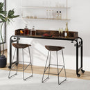Overbed Desk with Wheels Queen Size Mobile Bed Desk with Adjustable Height-Brown