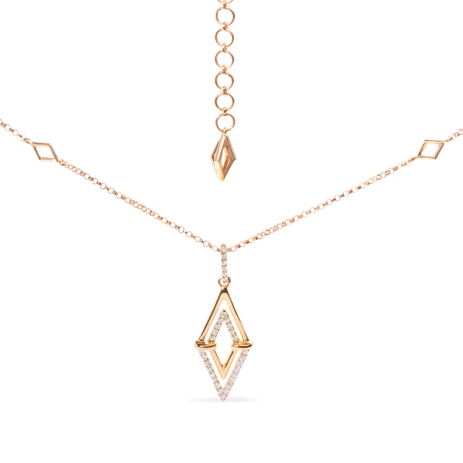 14K Yellow Gold 1/4 Cttw Diamond Double Triangle Geometric 18
