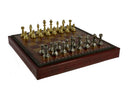 Chess Set - Small Staunton Metal Men on Leatherette Chest