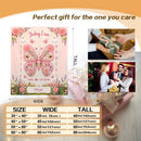 Personalized Baby Milestone Blanket with Name - Butterfly Garden Design with Month Numbers, Meadow Border, and Baby Name on Cream Oval Plaque - Newborn Photoshoot Prop