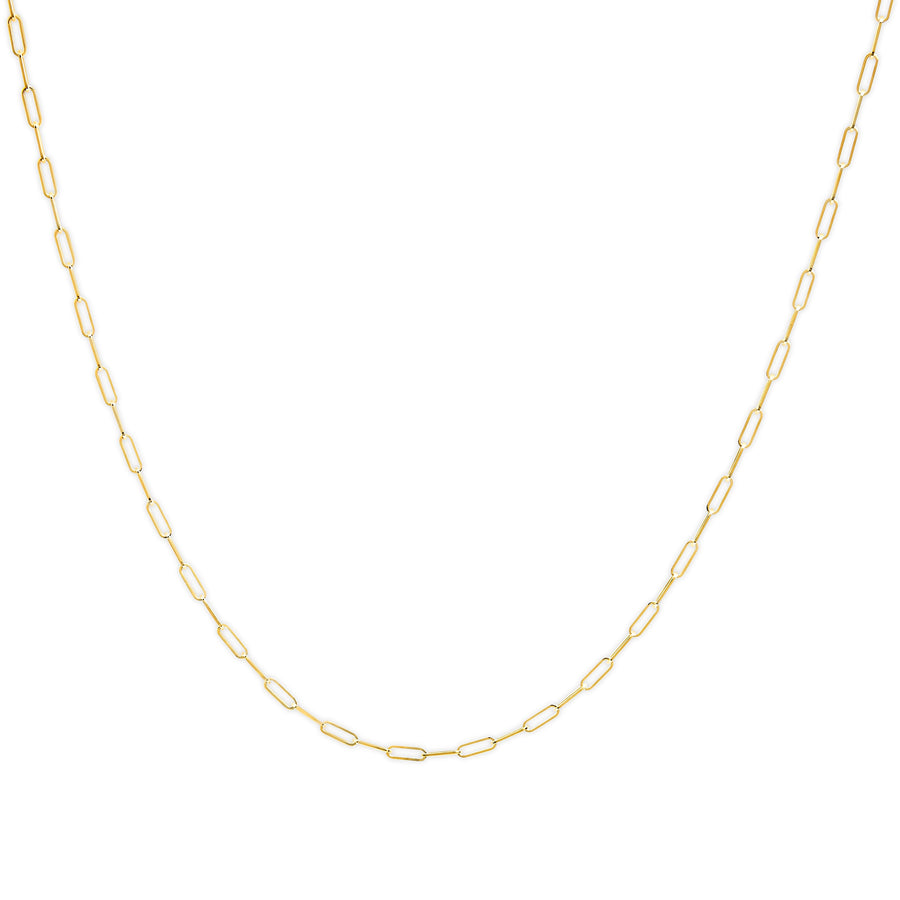 Solid 14K Yellow Gold 2.5mm Paperclip Chain Necklace Unisex 18