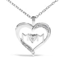 .925 Sterling Silver Diamond Accent MOM with Heart Pendant Necklace (J-K Color, I2-I3 Clarity) - 18" Inches