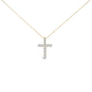 14K White Gold 1/2 Cttw Lab Grown Diamond 11 Stone Cross Pendant Necklace