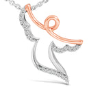 14K Rose Gold Plated Sterling Silver 1/10 Cttw Diamond Angel Pendant Necklace