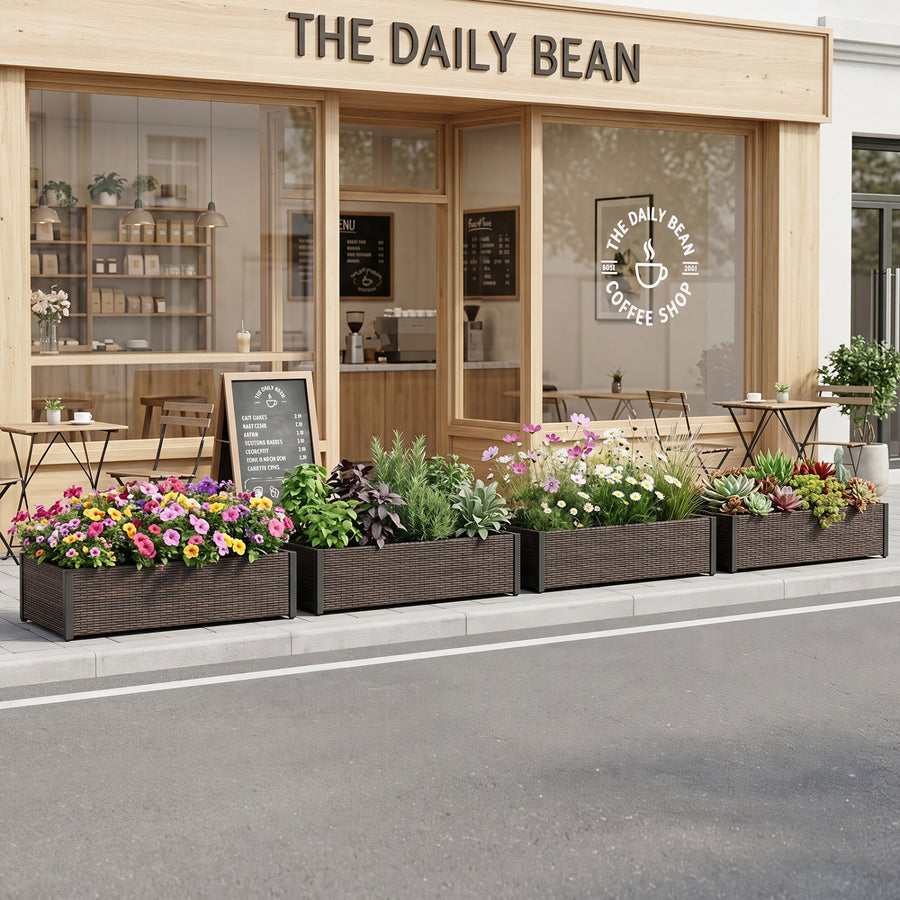 Elevated Raised Garden Bed with PE Rattan - 46