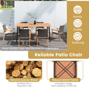 PE Rattan Outdoor Patio Dining Chair Set of 2 with Removable Cushion and Acacia Wood Armrests-White