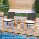 PE Rattan Outdoor Patio Dining Chair Set of 4 with Removable Cushion and Acacia Wood Armrests-White