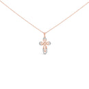 10K Rose Gold Plated Sterling Silver 1/6 Cttw Diamond Double Loop Cross Pendant Necklace
