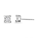 .925 Sterling Silver 1/2 Cttw Miracle Set Princess-cut Diamond Solitaire Stud Earrings (H-I Color, SI2-I1 Clarity)