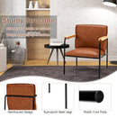 PU Leather Accent Chair with Rubber Wood Armrests