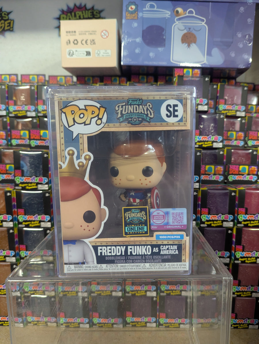 Fundays: Quest for the Grail Online Edition - Freddy Funko as Captain America with Protector & Guaranteed Mint LE1000