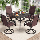 Padded Patio Swivel Chairs Set of 2 Ergonomic Outdoor Dining Chairs with Breathable Fabric
