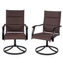 Padded Patio Swivel Chairs Set of 2 Ergonomic Outdoor Dining Chairs with Breathable Fabric