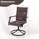 Padded Patio Swivel Chairs Set of 2 Ergonomic Outdoor Dining Chairs with Breathable Fabric