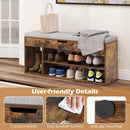 Padded Seat Shoe Bench with Hidden Storage and 3 Open Shelves