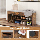 Padded Seat Shoe Bench with Hidden Storage and 3 Open Shelves
