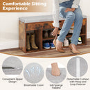Padded Seat Shoe Bench with Hidden Storage and 3 Open Shelves