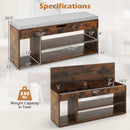 Padded Seat Shoe Bench with Hidden Storage and 3 Open Shelves
